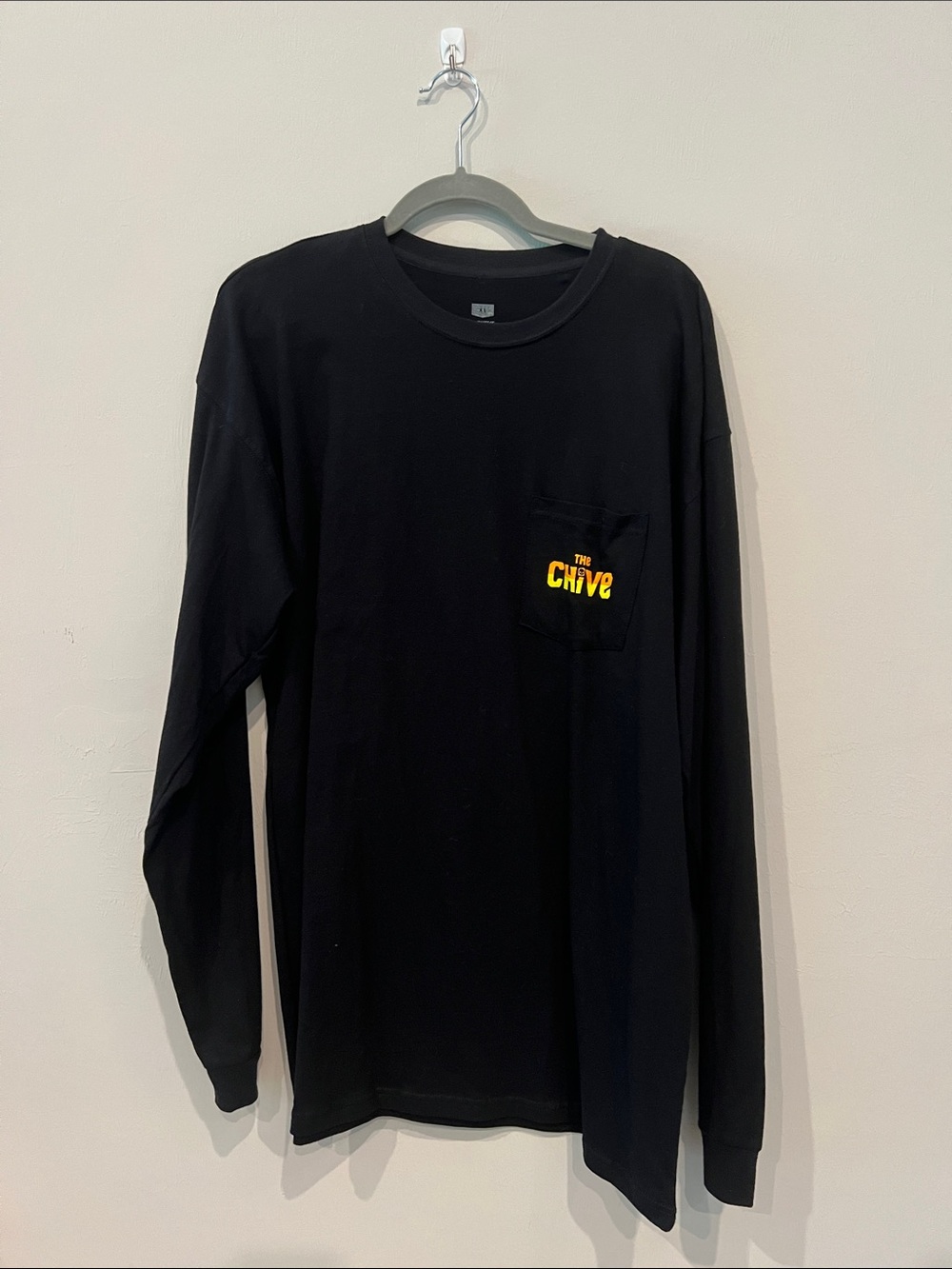 New Chive Men's Black Long Sleeve Pocket Tee